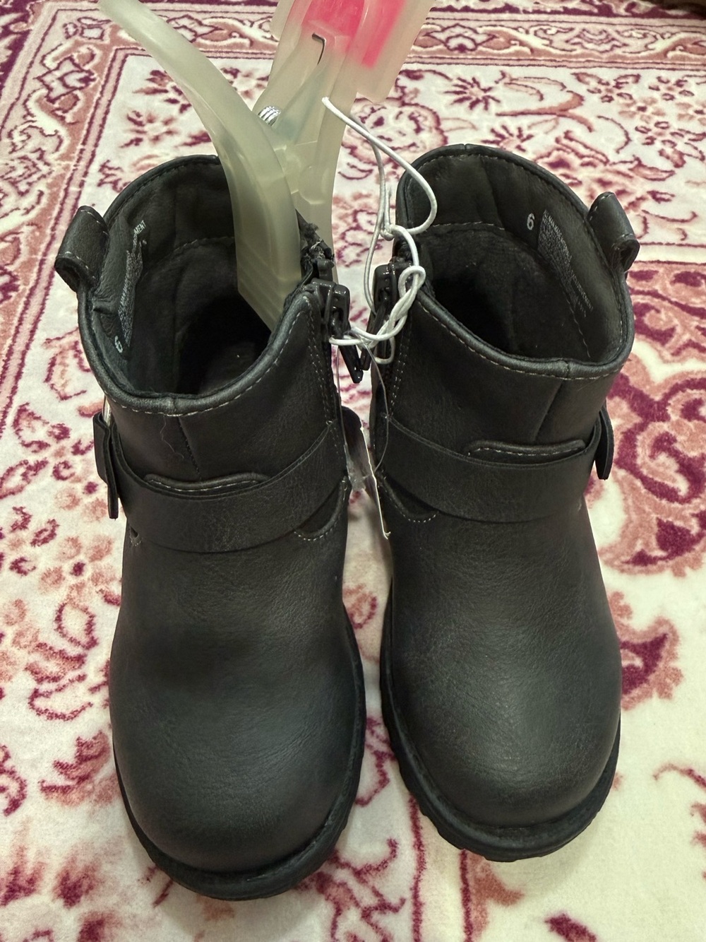 Toddler size 6,  Black Ankle Boots - Casual Strap Design
